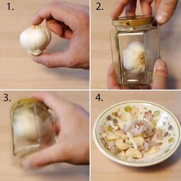 En kolay byle sarmsak soyuyorsunuz. Sadece bir kavanoz lazm. Sarmsa kavanoza koyun ve salla, ite bu!