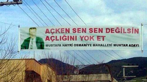 Gofret reklamndan yola karak hazrlad almasyla tarihe geen, tok tutan bir muhtar adaymz