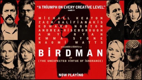"Birdman"  <br>  Sinema dnyasnn en prestijli dl saylan Oscar`da "En yi Film", "En yi Ynetmen", "En yi Grnt Ynetmeni" ve "En yi Orijinal Senaryo" olmak zere 4 dalda dl alan "Birdman" yarn vizyona girecek. Barolde Micheal Keaton`n bulunduu filmde, nl aktre Edward Norton, Naomi Watts, Zach Galifianakis, Andrea Riseborough ve Emma Stone elik ediyor. kteki bir oyuncunun yeniden parlama abasn anlatan kara komedi trndeki film, "Parampara Aklar Kpekler", "21 Gram", "Babil", "Biutiful" gibi yapmlarla sinema dnyasnda ses getiren Meksikal ynetmen Alejandro Gonzalez Inarritu`nun imzasn tayor.