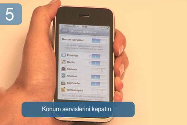 Konum servislerini kapat�n.