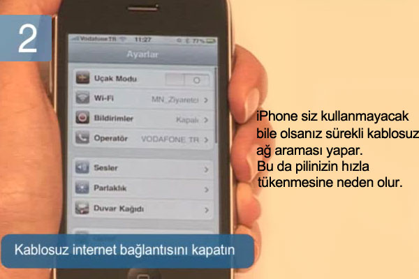 Kablosuz internet ba�lant�s�n� kapat�n.