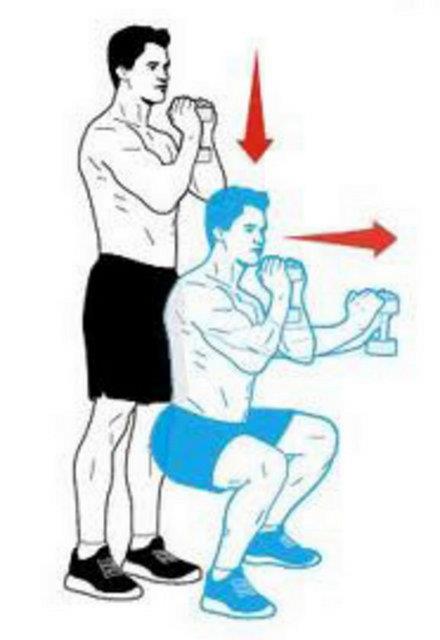 Gsnzn nnde dik olarak iki elinizle bir dumbbell tutun. Karn kaslarnz skn ve squat hareketi yaparak vcudunuzu yere yaklatrn. Bu pozisyondayken dumbbell' kollarnz gergin olana kadar gsnzn nnde ileri uzatn. Tekrar gsnze yaklatrn ve balang pozisyonuna dnn.