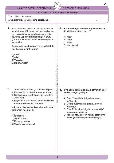 TEOG Soru ve Cevaplar - Din Musevilik