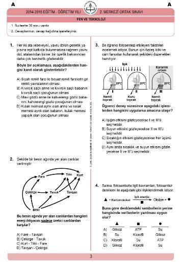 TEOG - Soru ve Cevaplar - Fen