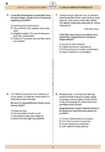 TEOG - Soru ve Cevaplar - Tarih