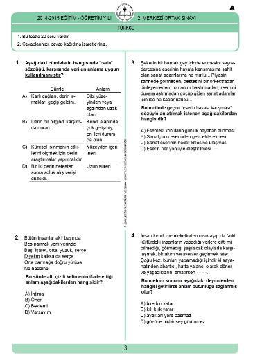 TEOG - SORU VE CEVAPLARI - TRKE