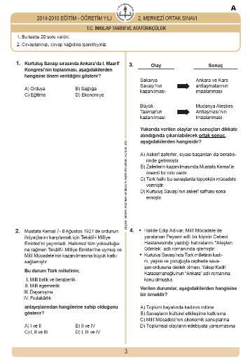 TEOG - Soru ve Cevaplar - Tarih