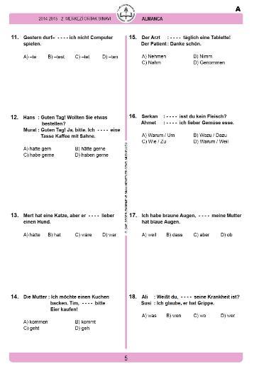 TEOG - Soru ve Cevaplar - Almanca