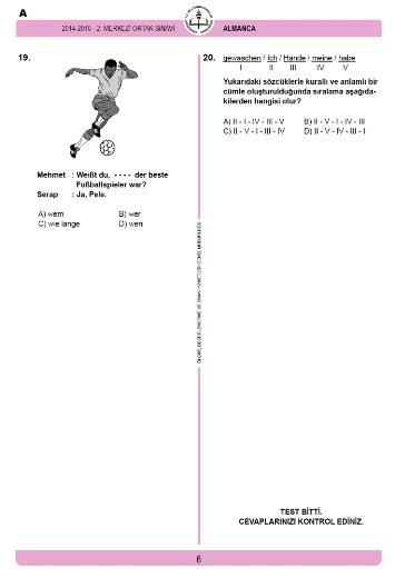TEOG - Soru ve Cevaplar - Almanca