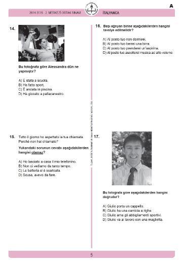 TEOG - Soru ve Cevaplar - Italyanca