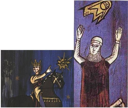 Siriburg Kuatmas    <br>Bu grsel bir 12. yzyl el yazmas olan &#8216;Annales Laurissenses&#8217;te (tarihi ve din olaylar hakknda bir kitap) kaleme alnan Sigiburg kuatmas srasnda iki Fransz valyesinin 776 ylnda grdkleri uan cisimleri tasvir etmekte. Kitaptaki bilgiye gre Saksonlar Franszlar Siriburg&#8217;da kskvrak kuatrlar. Aniden gkte iki byk dnen kalkanlar(!) grlr. Bu olay anlatan izimler, her ne kadar dzmece olarak tanmlansa da, Siriburg kuatmasnda daha iki tarafn da birbirine bir ok bile atmadan, nedense(!) korkarak kat ve savan balamadan bittii bilinmektedir.