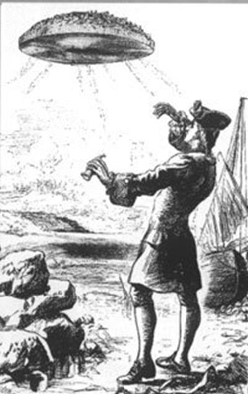 Micromegas<br>    Voltaire&#8217;in (1684-1778), 1752&#8217;de yazd &#8220;Micromgas&#8221; adl felsefi bir romanda gnmzdeki UFO tasvirleriyle birebir uyan izimler yapm ve romann gerek deneyimlerden esinlenilerek kurgulandn anlatm. Micromegas'ta yer alan izimlerdeki gk cisimlerinin ne olduu hala daha bilinmiyor.