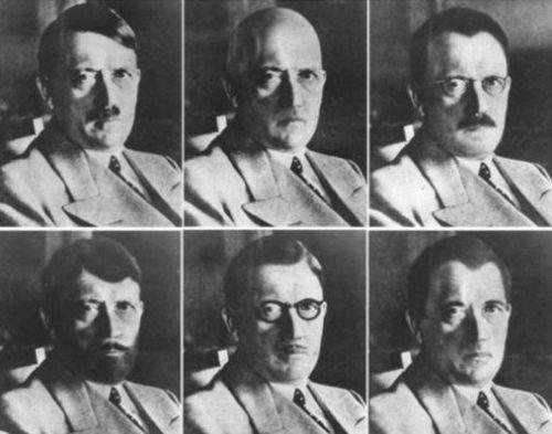 CIA arivinden bir fotoraf. CIA, Hitler'in kendisini gizlemek iin nasl klk deitirebileceini dnm.
