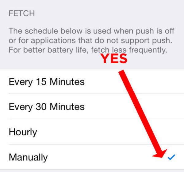 iPhone'nunuz e-posta, takvim ve kiiler menlerinde gncelleme olup olmadn grmek iin srekli kendini yeniliyor ve bu da sizin arjnz tketiyor.