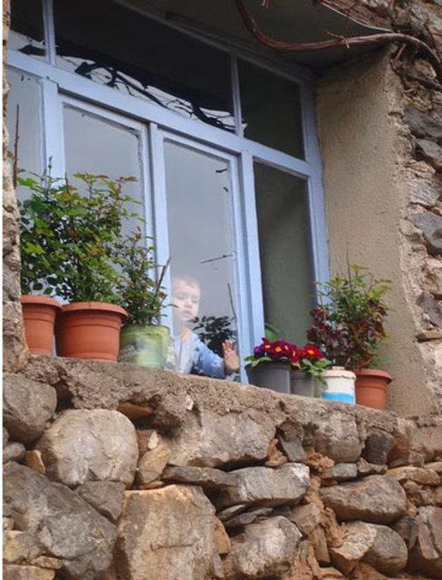 Cam nne yerletirilmi renk renk iekler