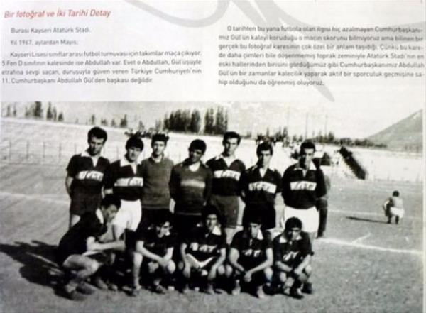 Gl'n 1967 ylnda kaleci kazayla ekilmi fotoraf, 'Sporda Kayseri Modeli' adl kitapta yer ald.