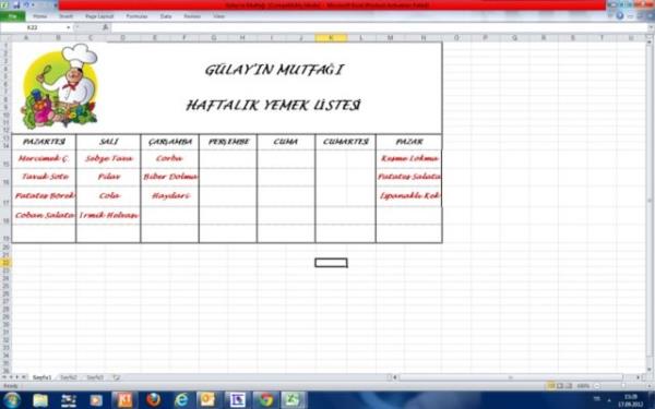81. Haftalk yemek plan yapn ve ne yiyeceinizi listeleyin.