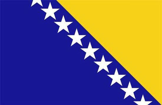 Bosna Hersek: Mavi ve beyaz renkler klasik Slav renklerindendir. Sarı üçgen, kral Stephen Tvrtho 'nun savaş armasından alınmıştır.