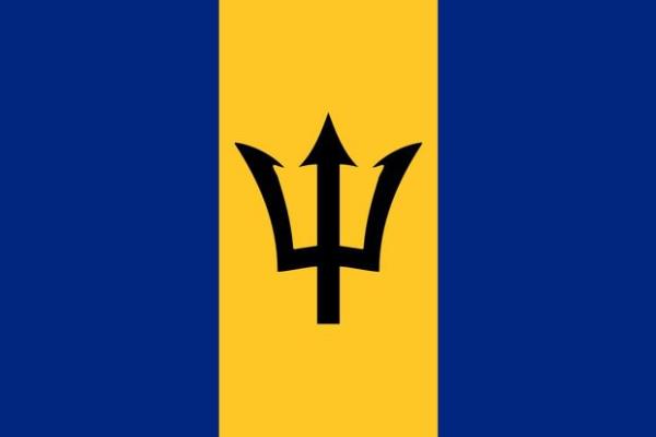 Barbados: Sol şeritteki mavi; gökyüzünü, sarı; adanın altın rengi kumlarını, sağ şeritteki mavi ise okyanusu simgeler. Ortadaki zıpkın ise İngiliz sömürge yönetiminden kazanılan bağımsızlığı ifade eder.