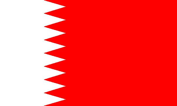 Bahreyn: Beyaz Bölümün kırmızı tarafın içine giren her bir çıkıntısı İslâm'ın beş şartından birini simgeler. Zemin rengi kırmızı, tarih boyunca İran liman kentlerinin geleneksel rengi olmuştur.