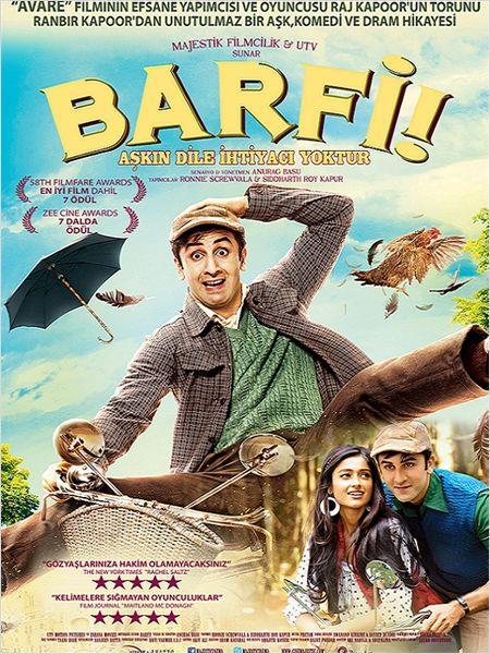 <P><B>"Barfi: A�k�n Dile �htiyac� Yoktur"</B></P>  <P>Y�netmenlik koltu�una Anurag Basu'nun oturdu�u filmde, Priyanka Chopra, Ranbir Kapoor, Ileana D'Cruz, Saurabh Shukla ve Ashish Vidyarthi oynuyor. Senaryosunu Anurag Basu ve Sanjeev Dutta yapt���, 2012 - Hindistan yap�m� film, dram, komedi ve romantik t�r�nde. Filmde, "Barfi" ad�nda hem i�itme hem de konu�ma �z�rl� bir gencin hayat hikayesi ve ba��ndan ge�en olaylar anlat�l�yor.</P>