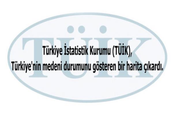 Trkiye statistik Kurumu (TK), Trkiye'nin medeni durumunu gsteren bir harita kard