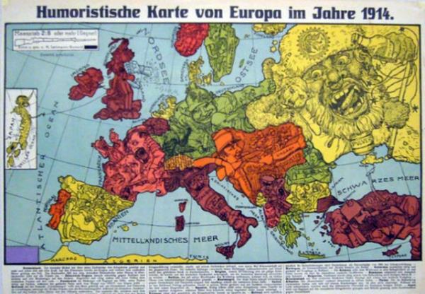 Alman Karl Lehmann-Dumont'a ait bir baka propaganda haritasnda ise, Osmanl Padiah Anadolu'da keyifle nargilesini tttrrken grlyor.