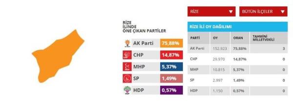 Rize'de AK Parti  milletvekili kazand.
