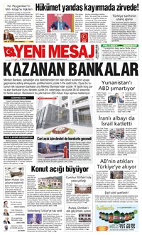 Yeni Mesaj  Gazetesi Manşeti